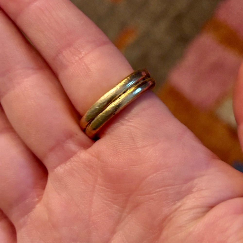 Anthropologie Ring Gold Tone Etched Circle Geometric Boho Size 8 Statement - Picture 6 of 6